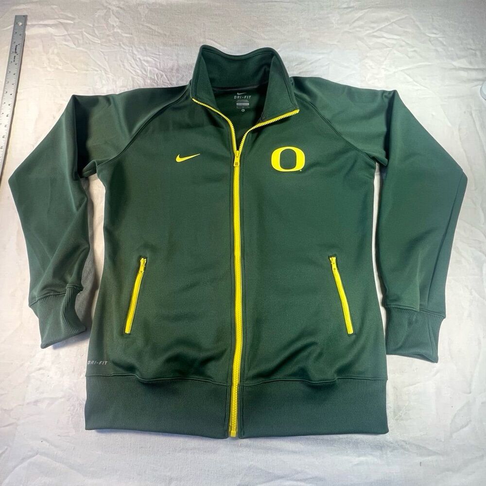 Nike Oregon Ducks Dri-FIT Full Zip Track Jacket Green Yellow Women's XL NCAA